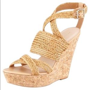 Loeffler Randall Tan Lake Strappy Woven Cork Wedge